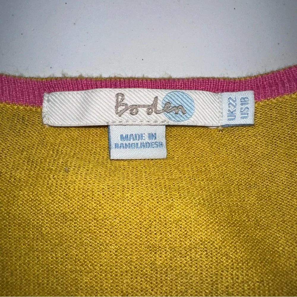 BODEN Women’s US 18 Silk Blend Cardigan Sweater Short Sleeve Yellow Soft - Picture 5 of 16